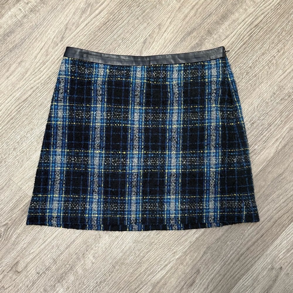 The‎ Limited Blue Plaid Tweed Mini Skirt Y2K Indie Preppy Size 10 Dark Academia
